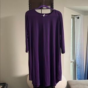 Zenana Premium Purple Casual 3/4 Sleeve Dress